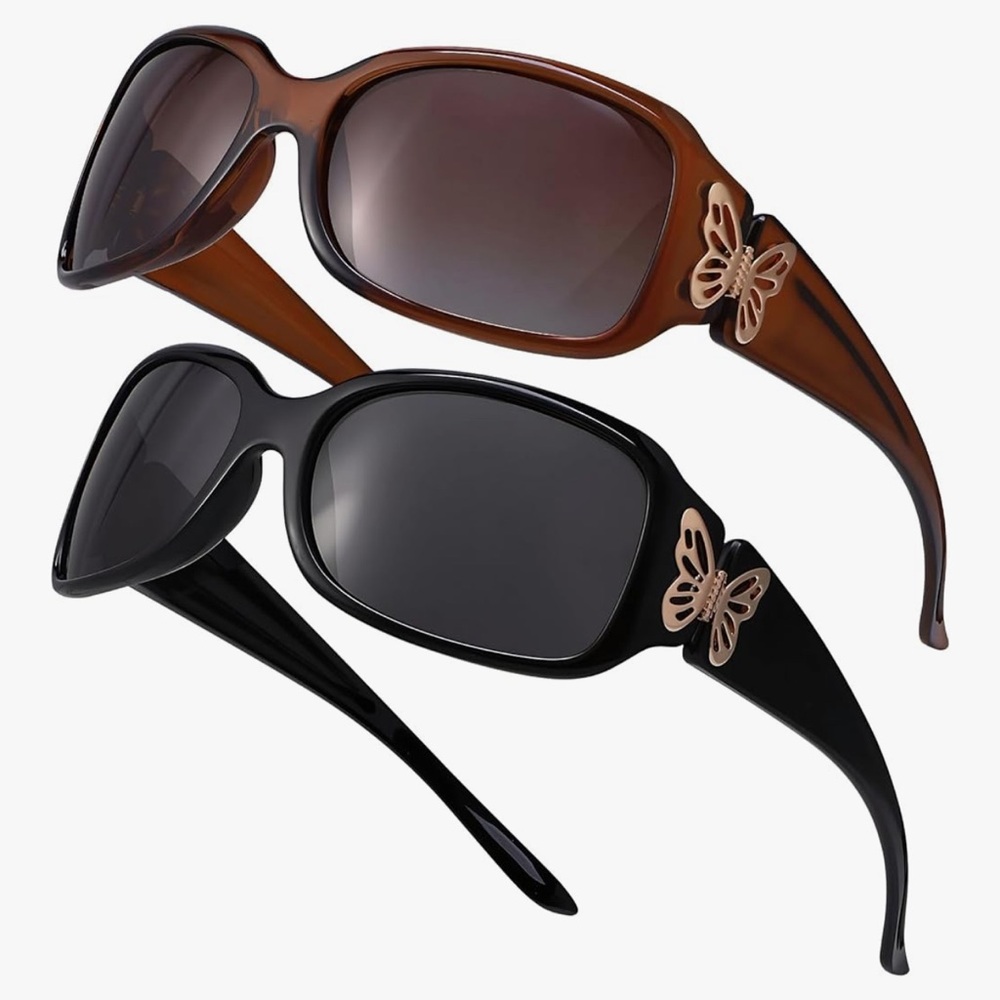 🆕 2 Pack Polarized Sunglasses for W/ Butterfly Design OversizedUV400 Protection